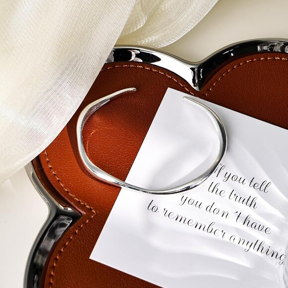 Sterling Silver Wavy Cuff Bracelet Adjustable Thin Bangle for Women - Picture 5 of 6